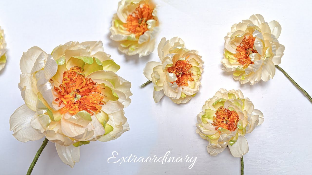 DIY, The true Beauty of Peony Flowers from Satin Ribbon | 4K | Extraordinary Craft | CyzecoSRF#39