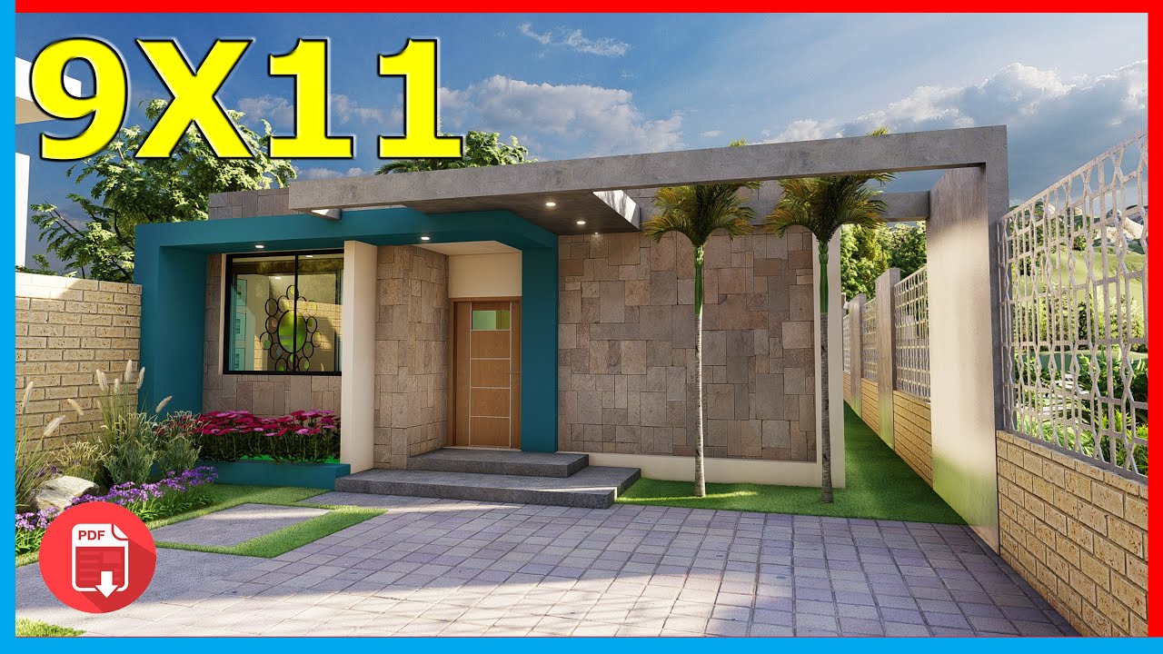 PLANO DE CASA DE 9x11 Metros con 2 DORMITORIOS