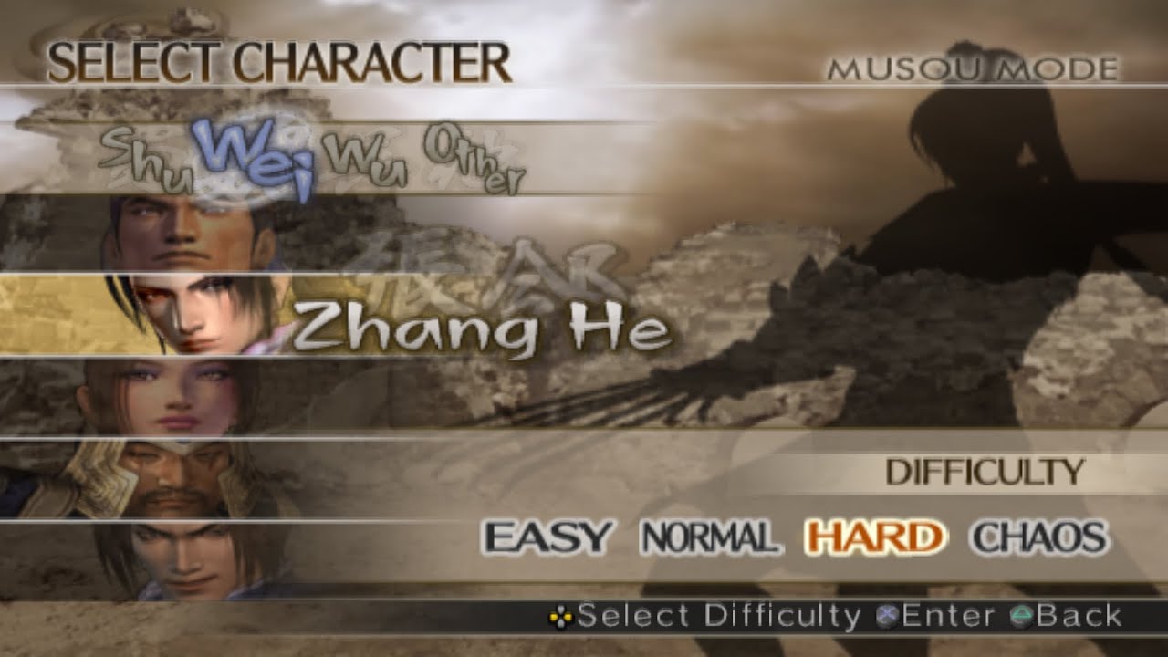 Dynasty Warriors 5 Zhang He Musou Hard and 4th Weapon
