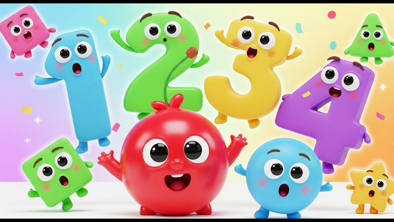 Numbers & Shapes Song for Kids 🤩 | Learn 1–5 with Fun 3D Nursery Rhymes #america #usa #rhymes