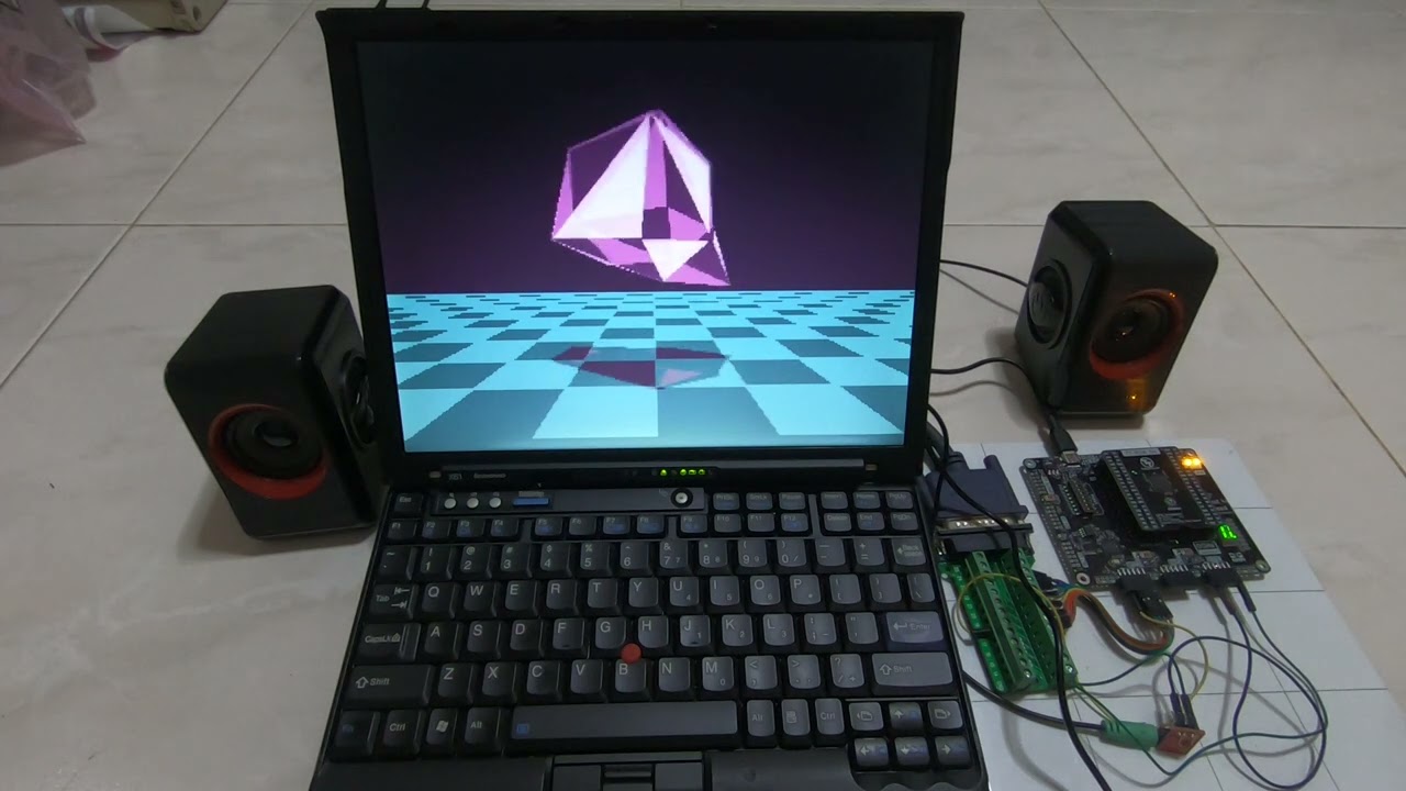 Thinkpad X61 plays Crystal Dream through Covox Speech Thing clone on Tiny Tapeout 4 ASIC
