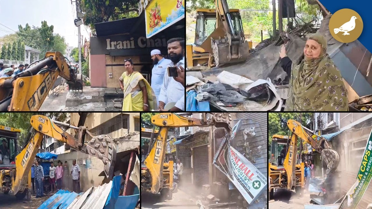 GHMC сносит незаконные навесы и освобождает тротуары от застройки в Нампалли