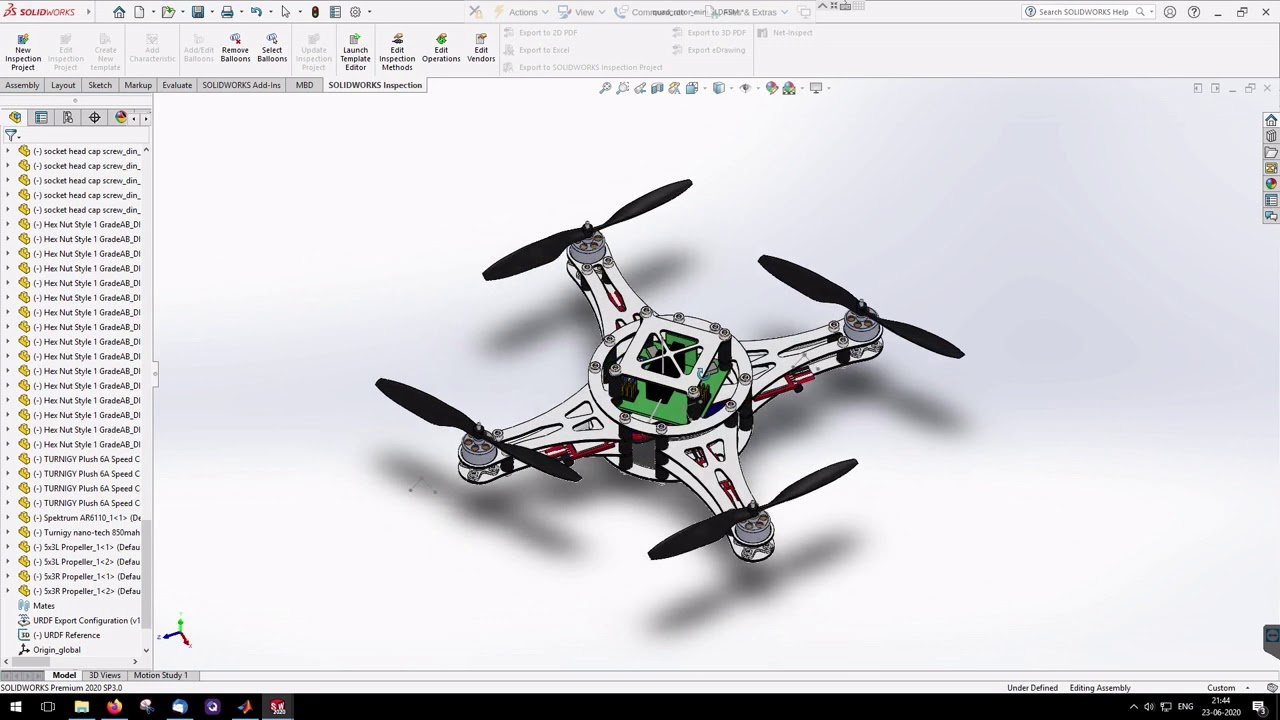 Gazebo Simulation [part-1]: solidworks CAD to urdf conversion for a quadrotor model