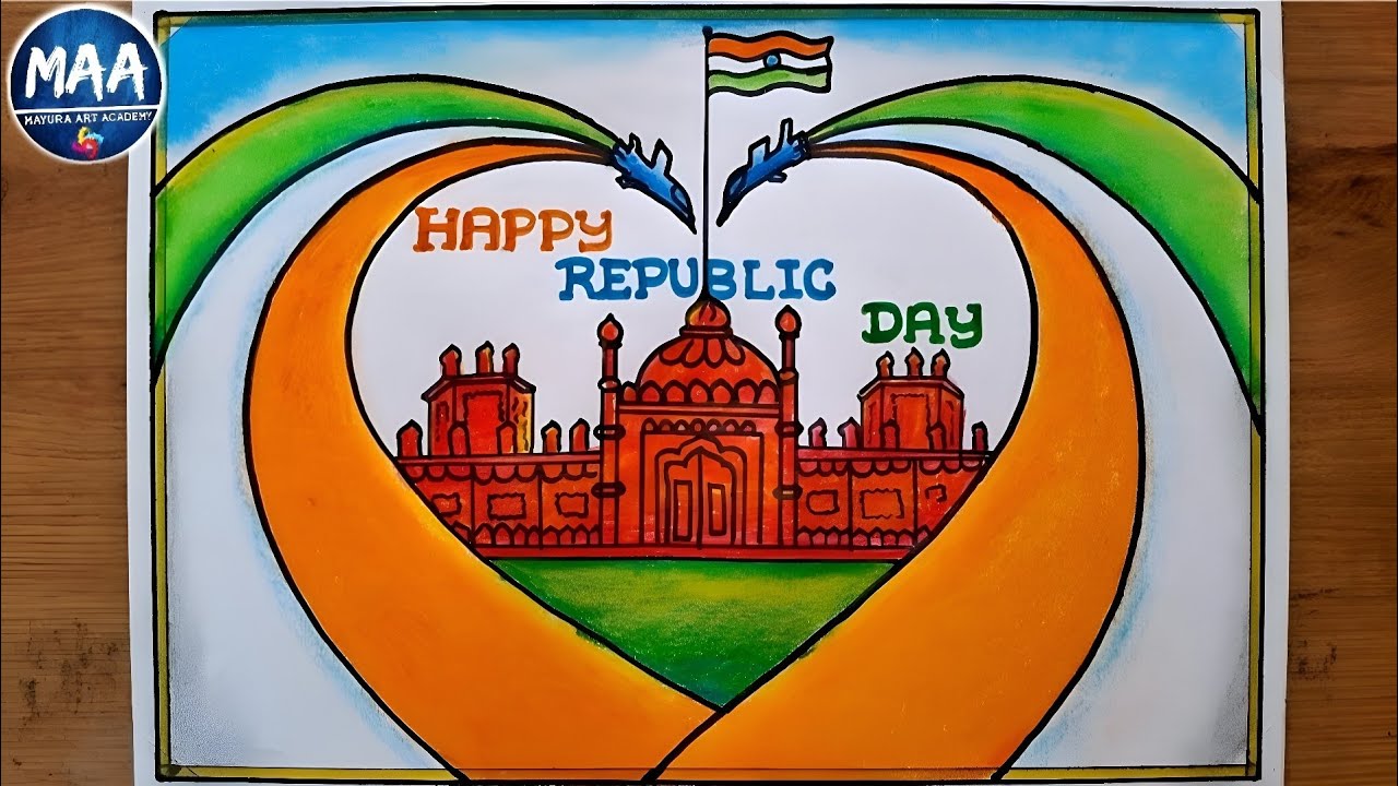 Republic Day Drawing | Happy Republic Day Drawing Easy | Republic Day Poster Drawing | 26 January 