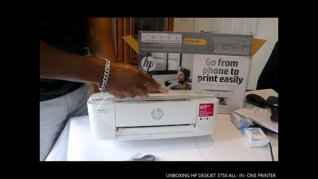 UNBOXING HP DESKJET 3750 ALL  IN  ONE PRINTER