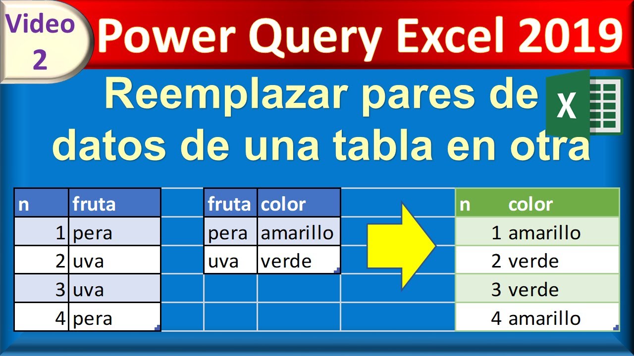 02 power query excel 2019: Reemplazar pares de datos de una tabla en otra