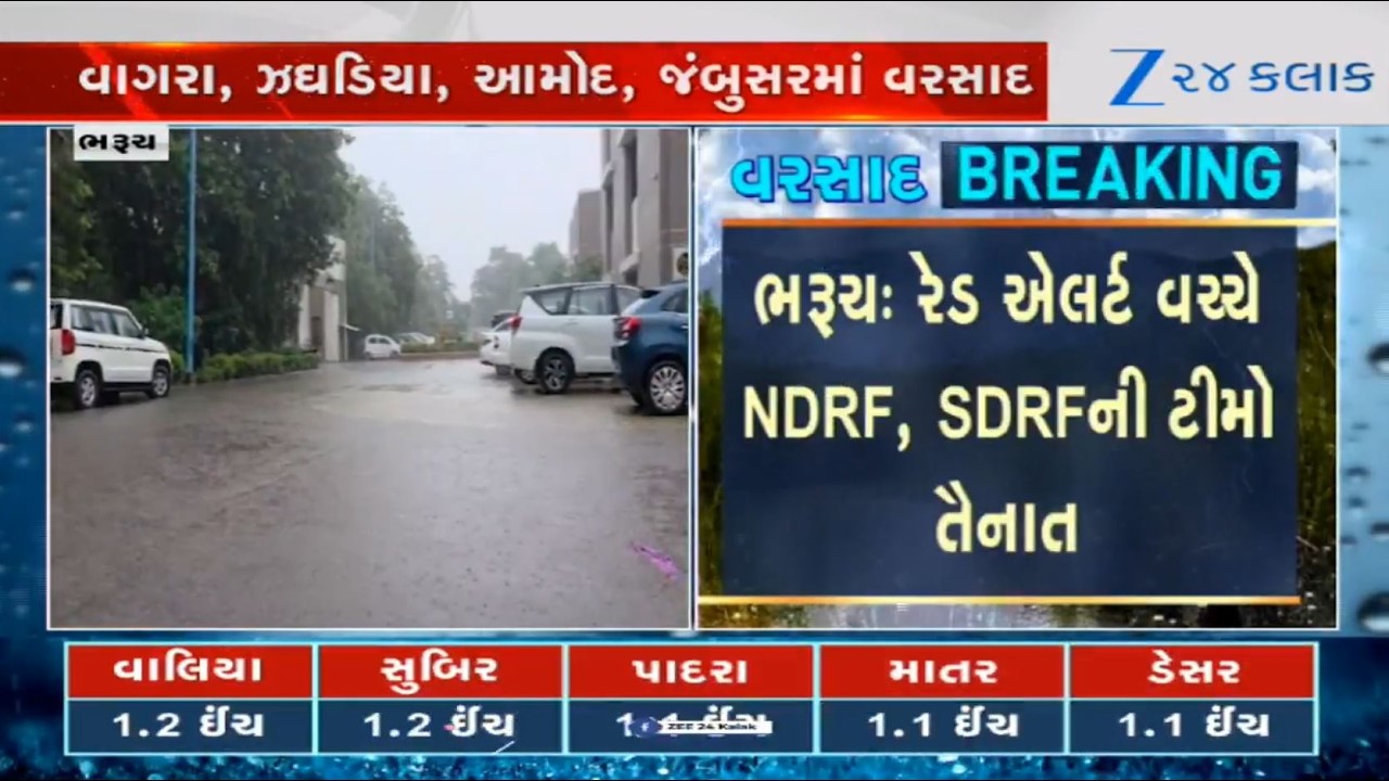 Heavy downpour lashes parts of Bharuch; NDRF-SDRF teams put on alert as MeT predicts more showers
