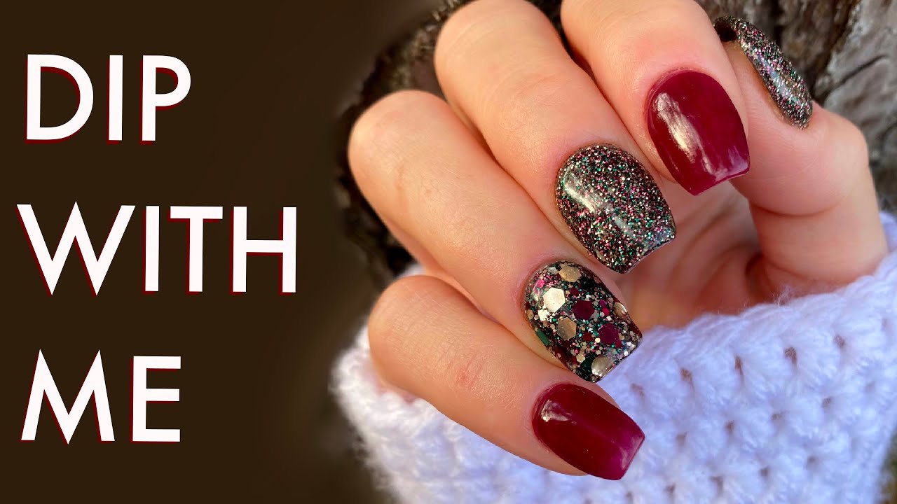 Simple Christmas Dip Powder Nails At Home | Kimberz Kreations