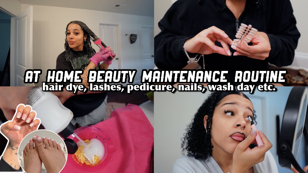 at home beauty maintenance day! nails, pedicure, lashes, hair care etc.