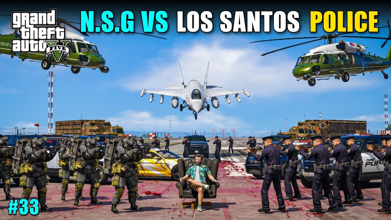 MICHAEL N.S.G SECURITY VS LOS SANTOS POLICE  | GTA V GAMEPLAY #33