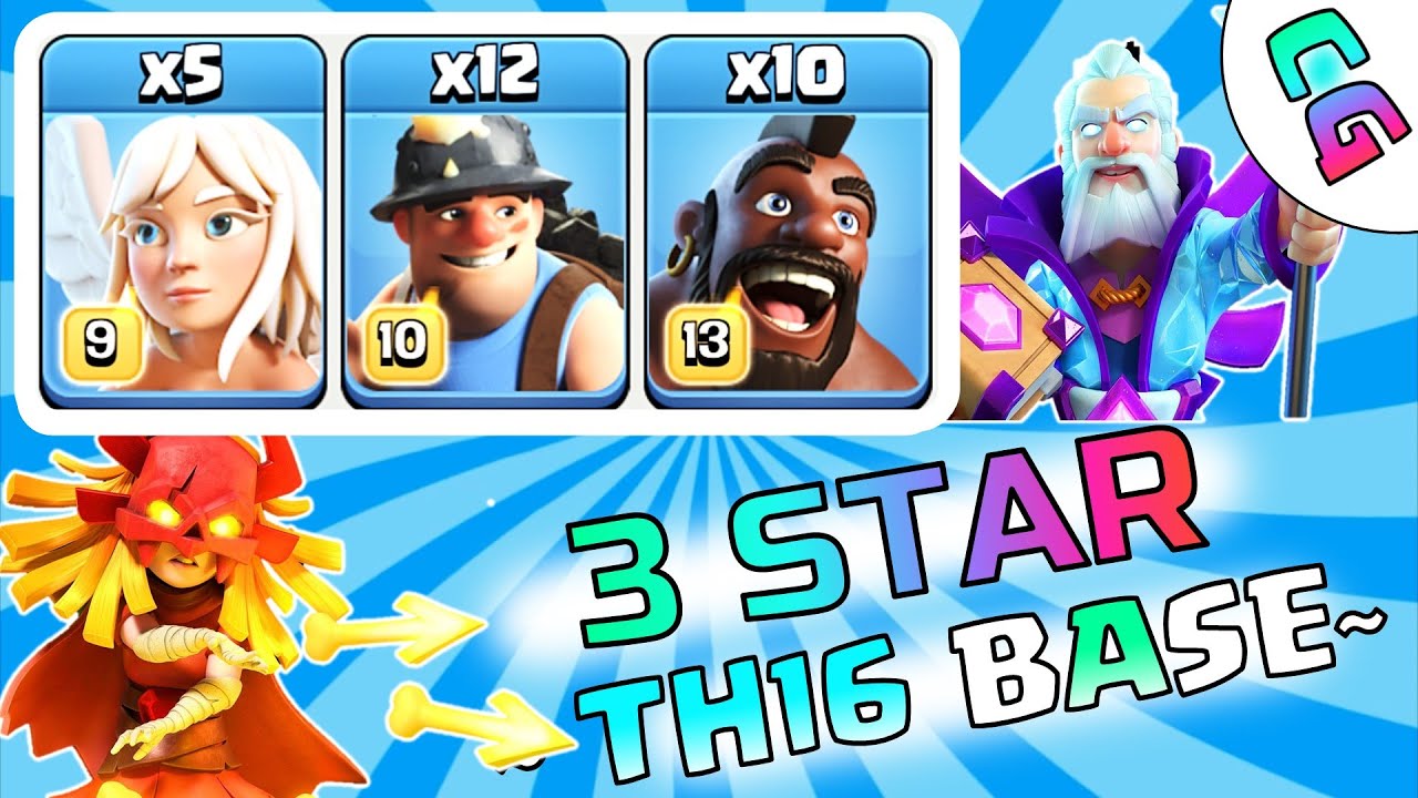 COC! TH16 Attack Strategy featuring MINER HOG - Top TH16 War 3 Star Strategy