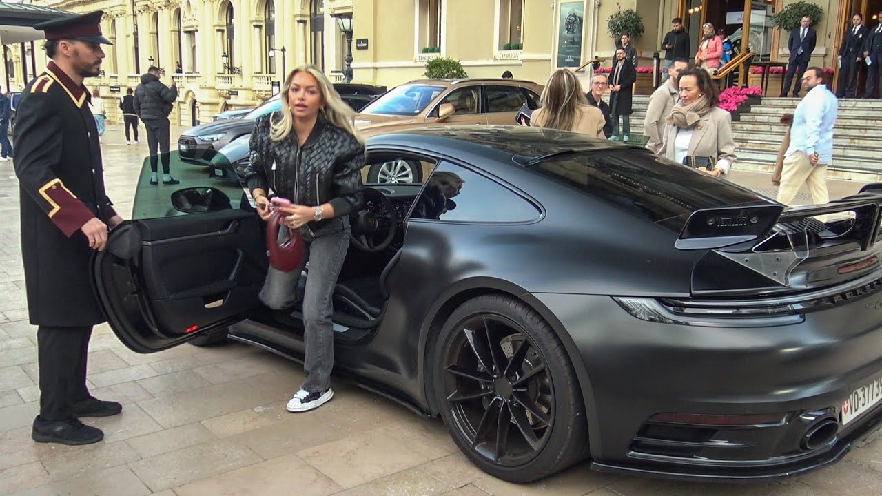 Billionaire Mother & Daughter arriving in their PORSCHE CARRERA TECHART at Casino de Monaco!!
