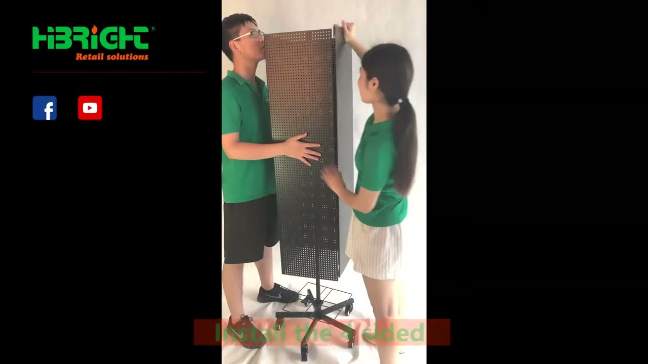 four sides pegboard display rack with peg hooks