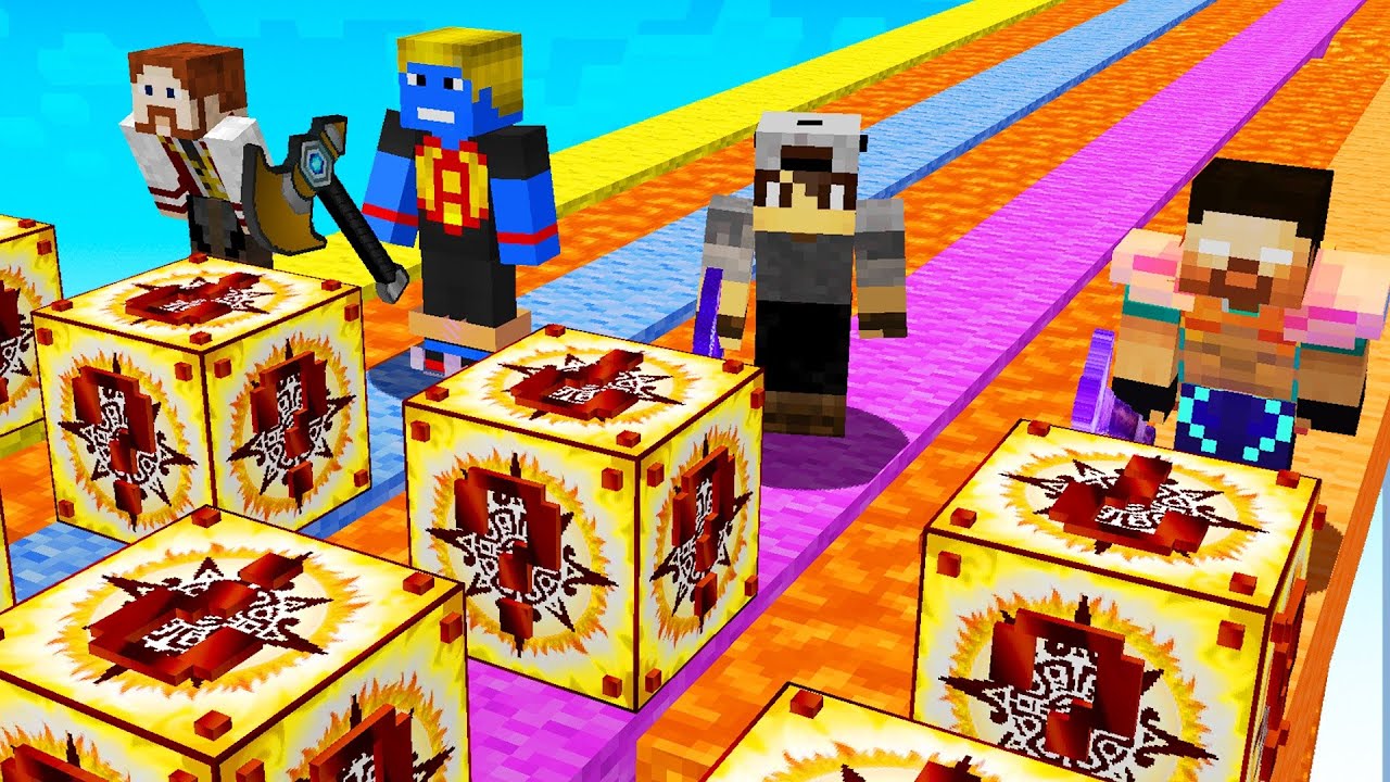 Lucky Block Inca Race with YouTubers in Minecraft