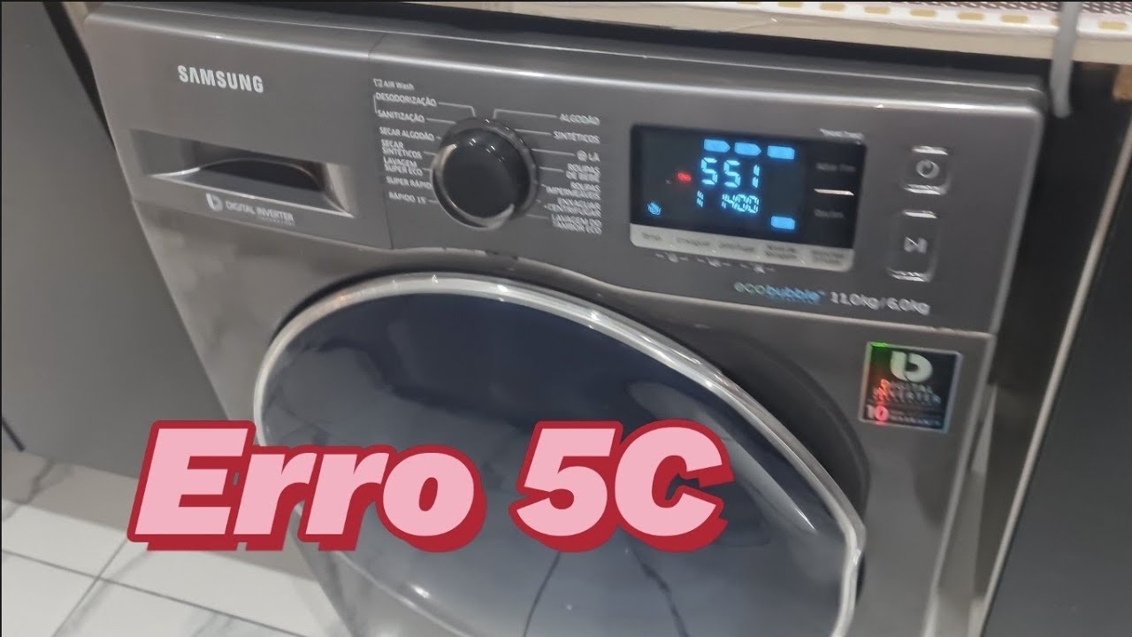 Maquina Lava e Seca da Samsung, com Erro 5c 4c, solução simples e rápido.