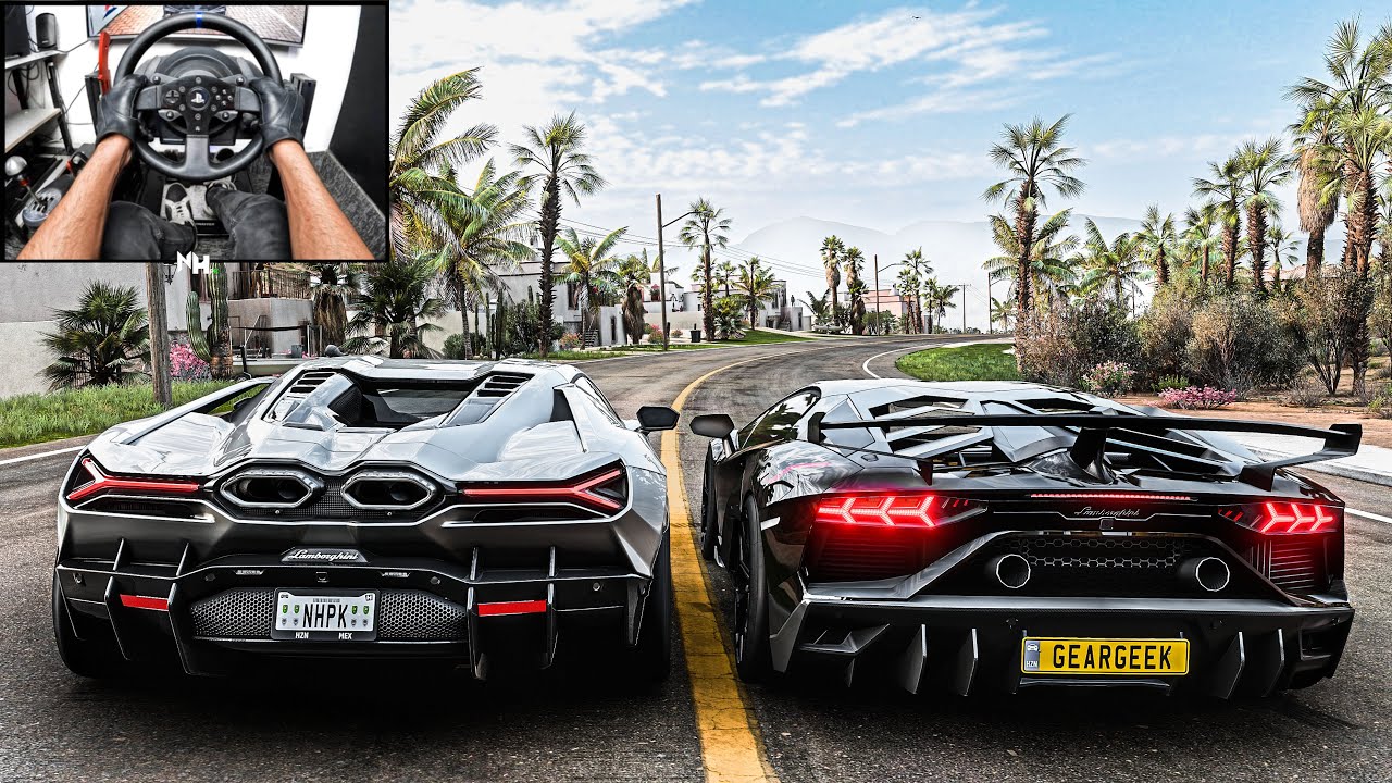 Lamborghini Revuelto & Lamborghini Aventador SVJ CONVOY | Forza Horizon 5 | Steering Wheel Gameplay