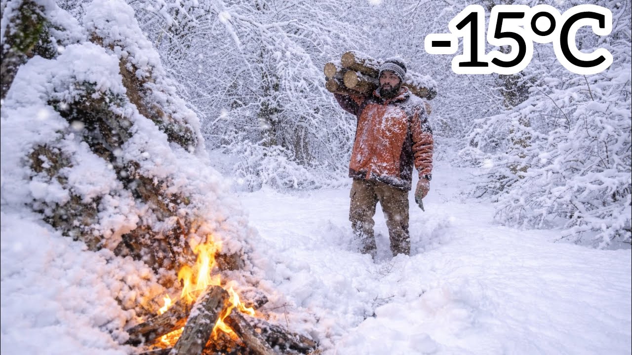Can I Really Survive Alone in a -15°C Blizzard? |Extreme Winter Survival Camping