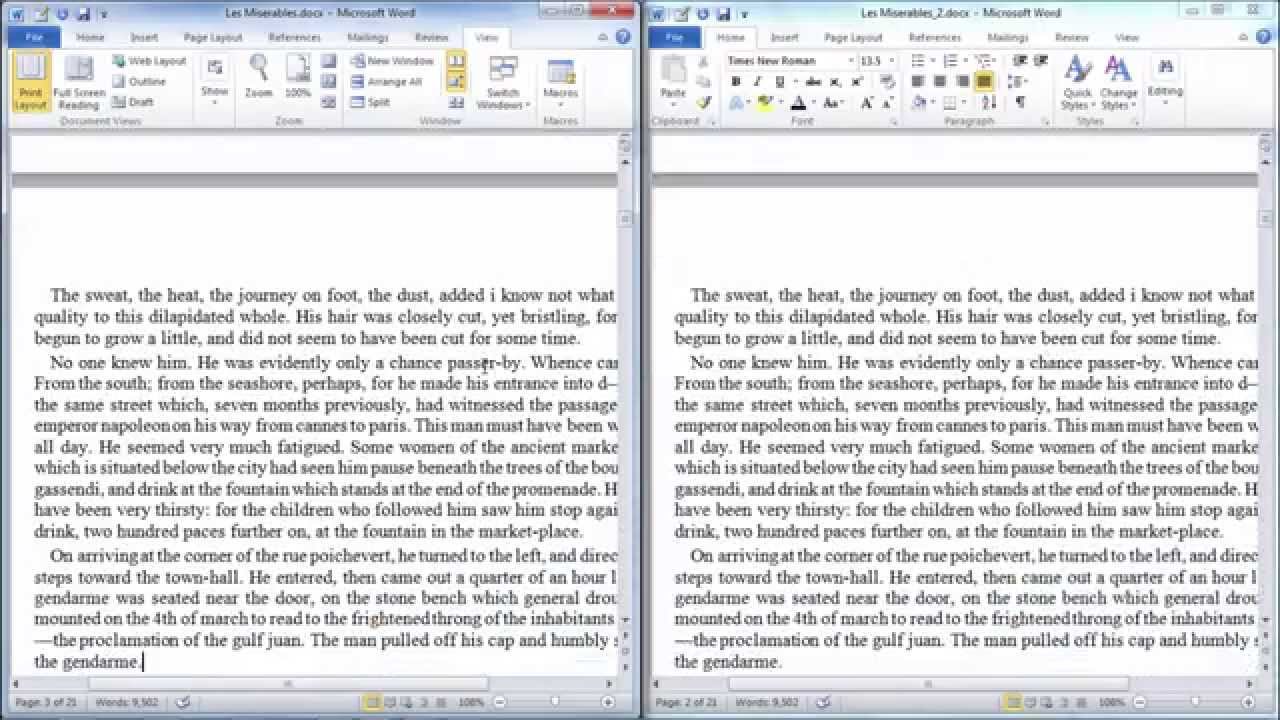 Просмотр двух документов рядом в Word