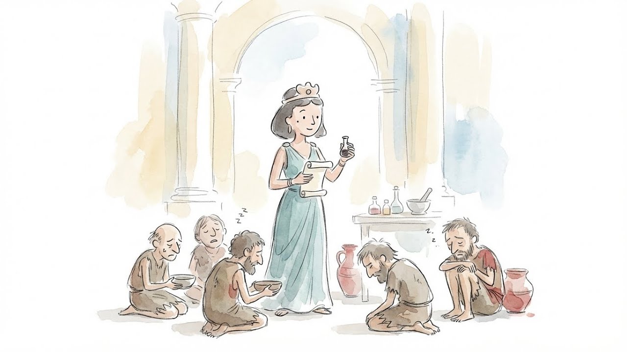 The Illustrated History of Cleopatra testing poisons on prisoners (for HER perfect death)