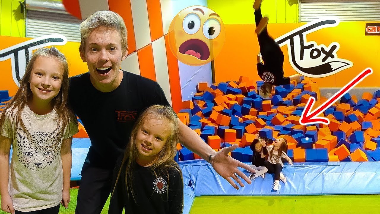 TANNER FOX DOES BACKFLIP OVER LIV & PEY! 😮  Teaching Kids On SUPER Trampoline