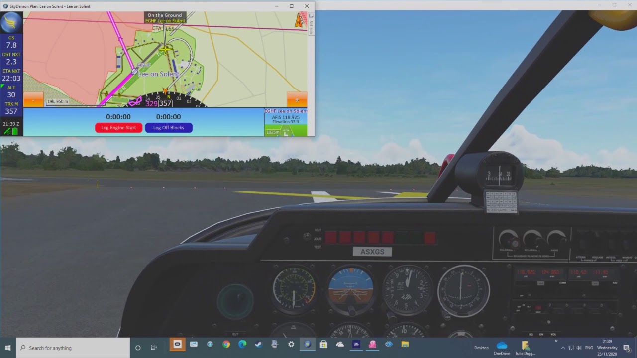 MFS 20 demonstrating SkyDemon moving VFR MAP,  flying Circuits at Lee-on-Solent EGHF
