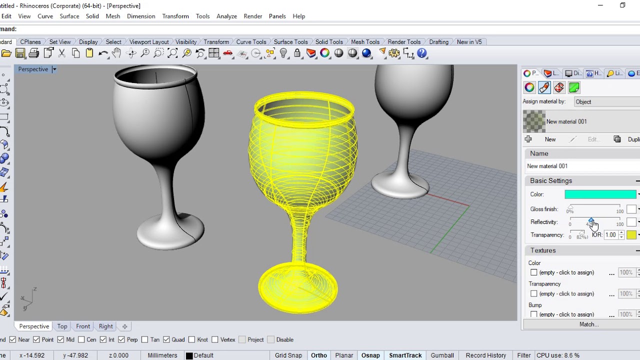 Rhinoceros wine glass modeling (şarap bardağı)