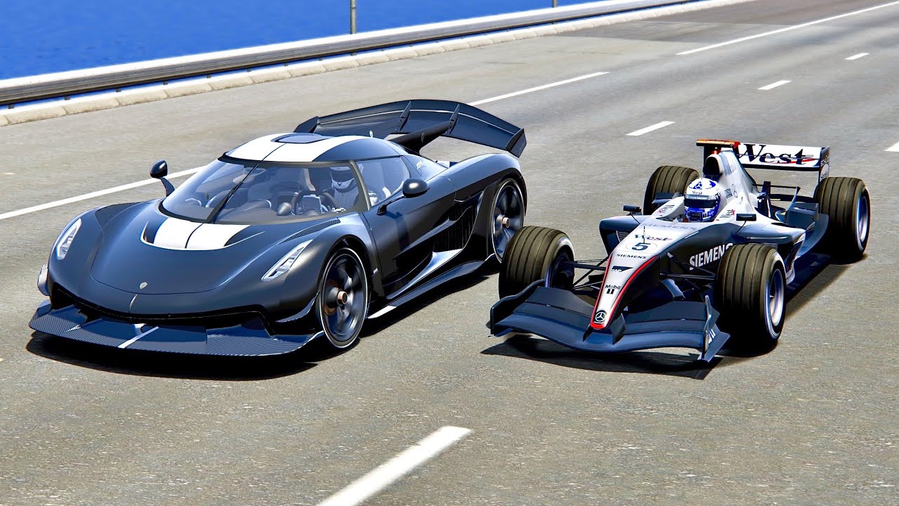 Koenigsegg Jesko with Jet Engine vs McLaren F1 2004 - Drag Race 2KM