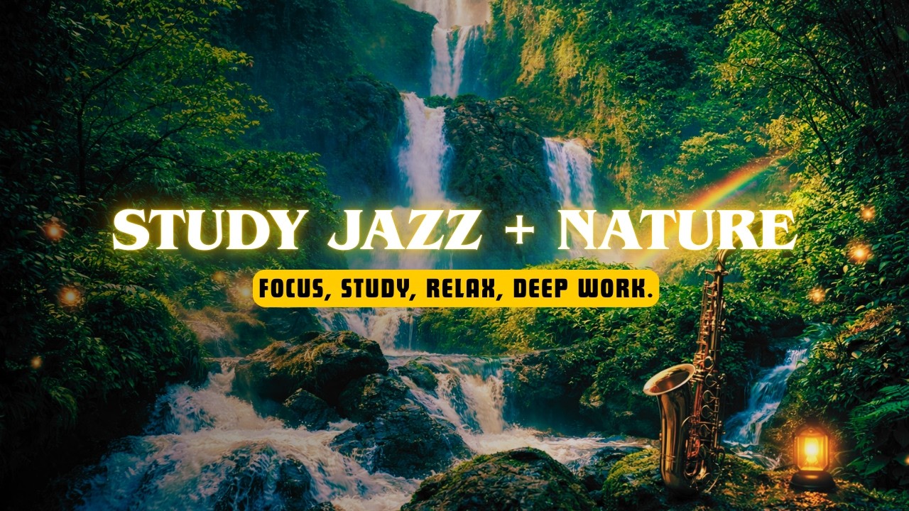 SMOOTH LOFI JAZZ STUDY MUSIC 🌿 PEACEFUL WATERFALL NATURE AMBIENCE