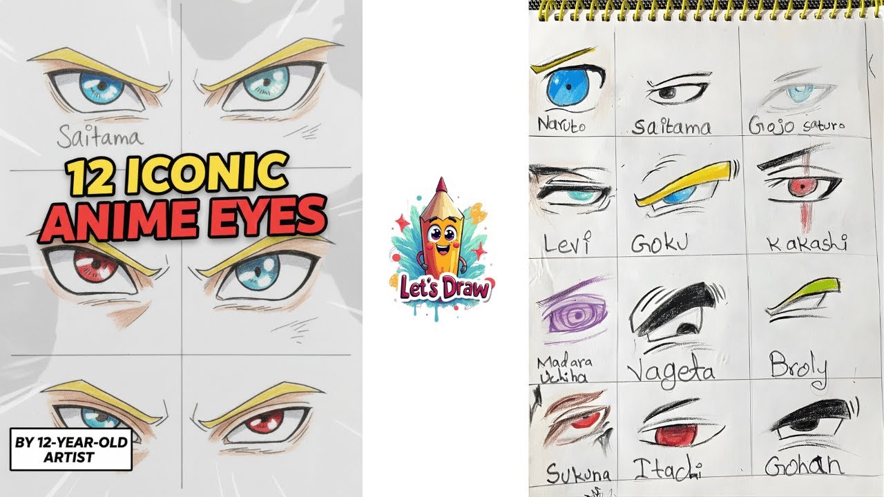 12-Year-Old Abdullah Draws 12 Iconic Anime Eyes! ✍️🔥