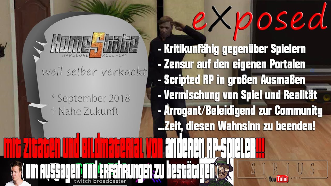 HomeState e❌posed (2019): Kritikunfähig, Zensur, Scripted-RP und Kindergarten