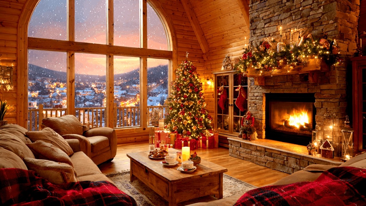 Relaxing Christmas Jazz by Fireplace for Study Work Focus and Sleep