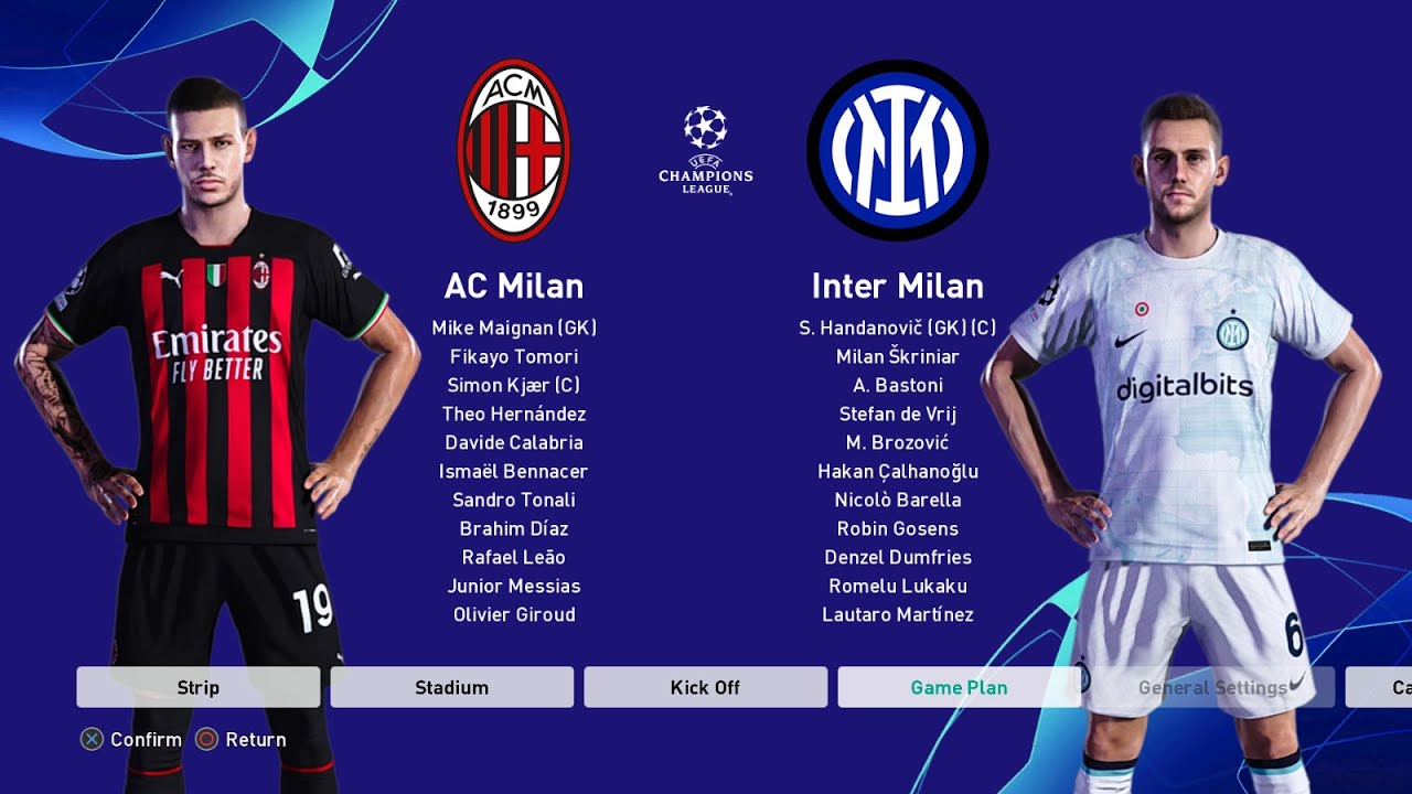 Milan vs Inter UEFA Champions League Semi-Final | PES 2021 Football Life 2023 Mod