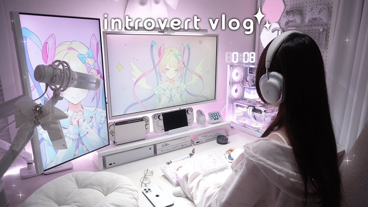 Day of introverts🛌| Korean snacks🍬 self nail art💅New Princess Maker Series Play🎮