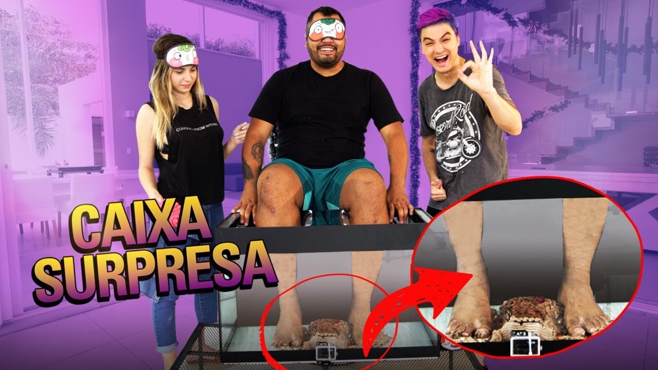 DESAFIO DOS PĖS NA CAIXA SURPRESA DOS IRM&Atilde;OS NETO (OLHA O QUE TINHA DENTRO)