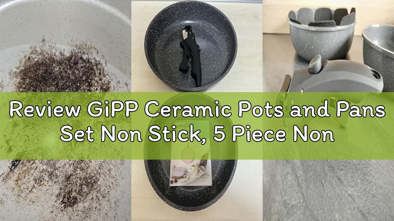 Review GiPP Ceramic Pots and Pans Set Non Stick, 5 Piece Nonstick Detachable Handle Cookware Sets, N