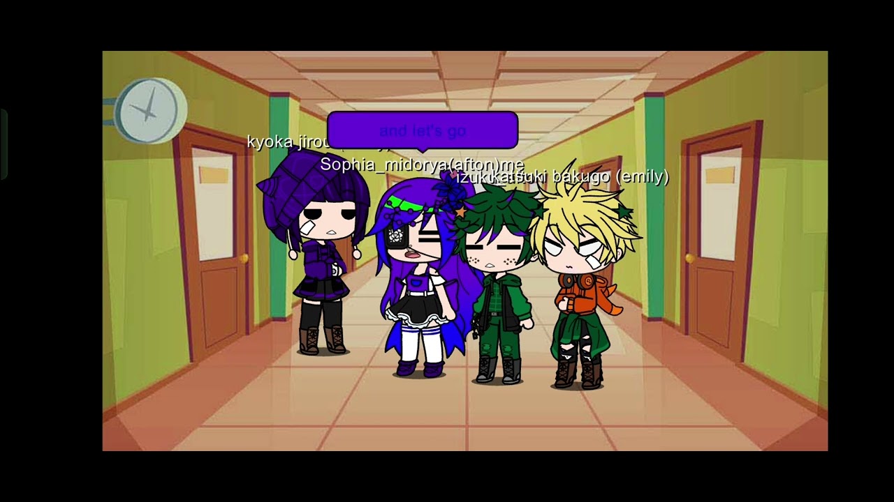 Aftons meet mha last part (Sophia,izuku afton and kyoka,katsuki Emily au)