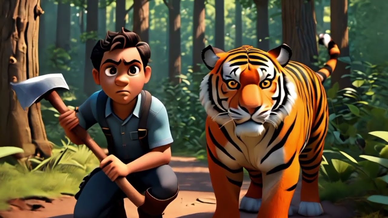 A story of village Brave boy rescue the tiger