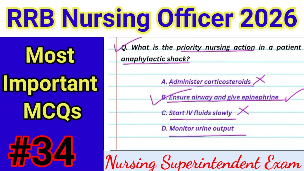 RRB Nursing Officer Exam 2026 || MCQ For RRB Staff Nurse Exam || RRB Nursing Superintendent class#34