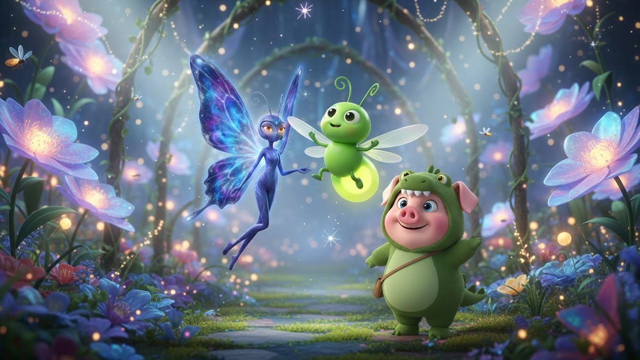 Pippo the pig in the Galaxy Butterfly Garden