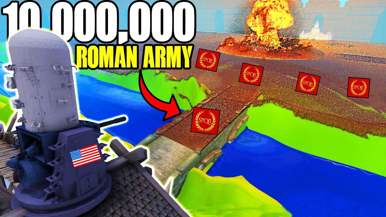 Can 1 US ARMY CIWS CANNON Hold Bridge VS 10,000,000 ROMAN ARMY Invasion?! - UEBS 2: Modern Mod