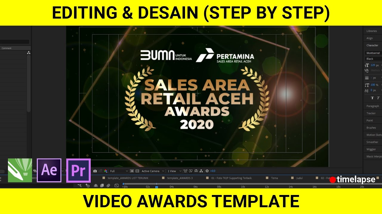 Editing & Desain : Video AWARDS Template | step by step