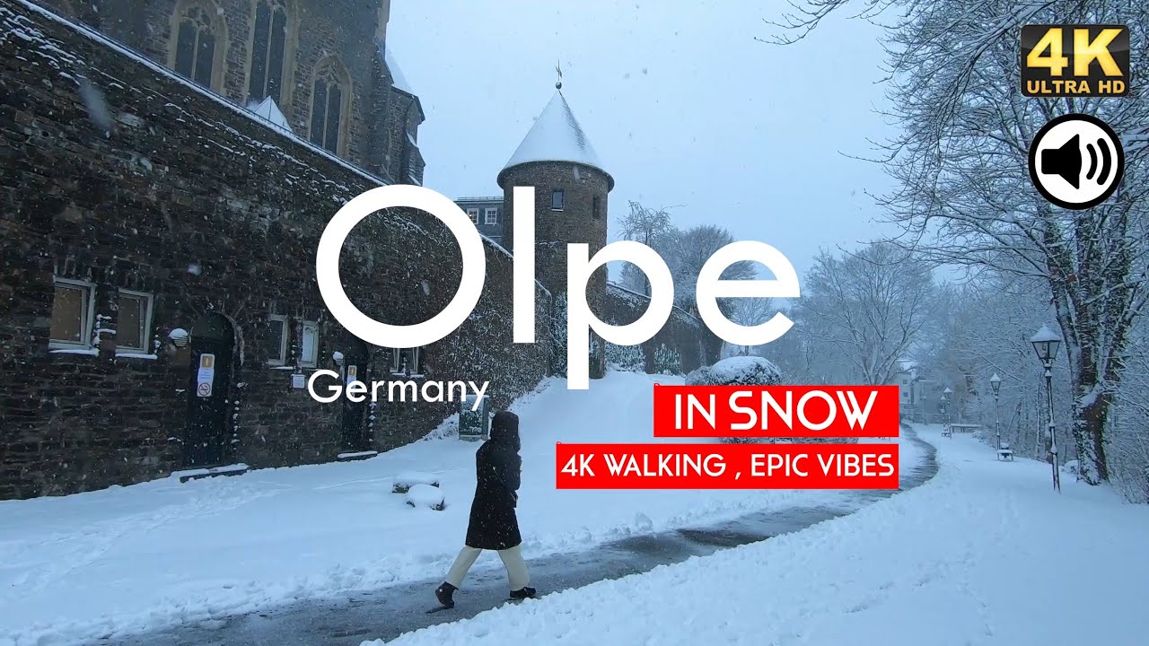 Olpe Germany in winter - 4K Walking - 29 min walk with the sound of nature [4k/60p]