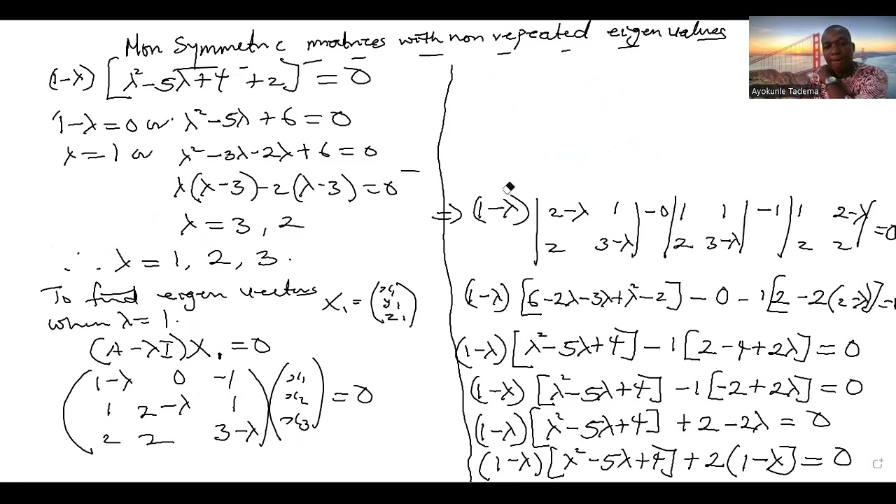 Eigenvectors of Non-symmetric matrix with non-repeated eigenvalues