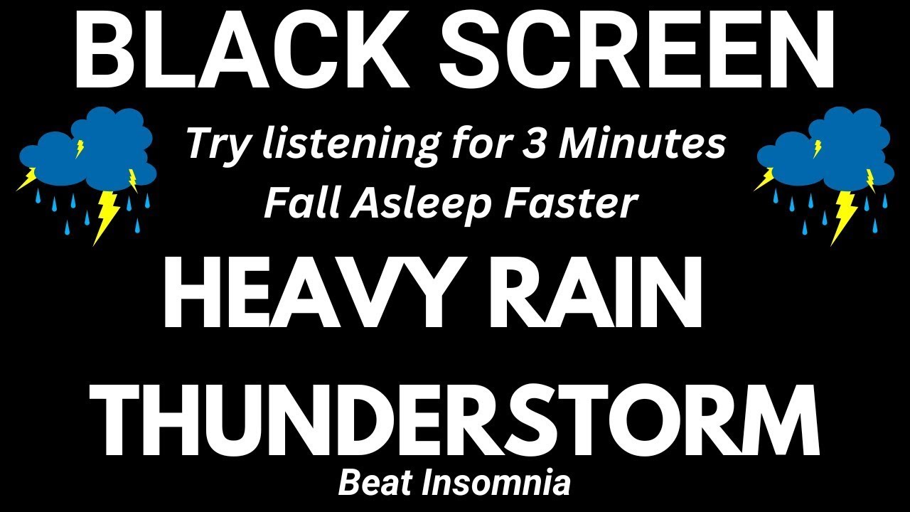 Rain Sounds For Sleeping Black Screen - 99% Instantly Fall Asleep With Rain And Thunder Sounds