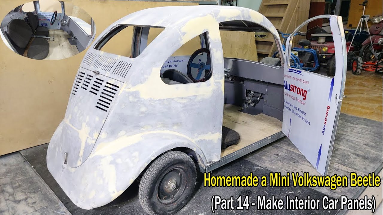 Homemade a Mini Volkswagen Beetle. (Part 14 - Make Interior Car Panels).