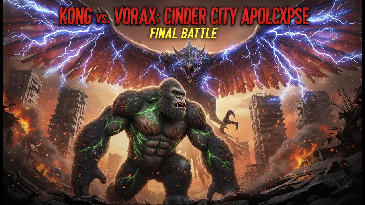 Kong vs Vorax: Brutal Survival Fight in the Cinder City - Epic Battle!