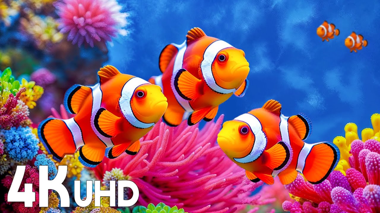 Aquarium 4K VIDEO (ULTRA HD) - Beautiful Coral Reef Fish - Sleep Relaxing Meditation Music #4