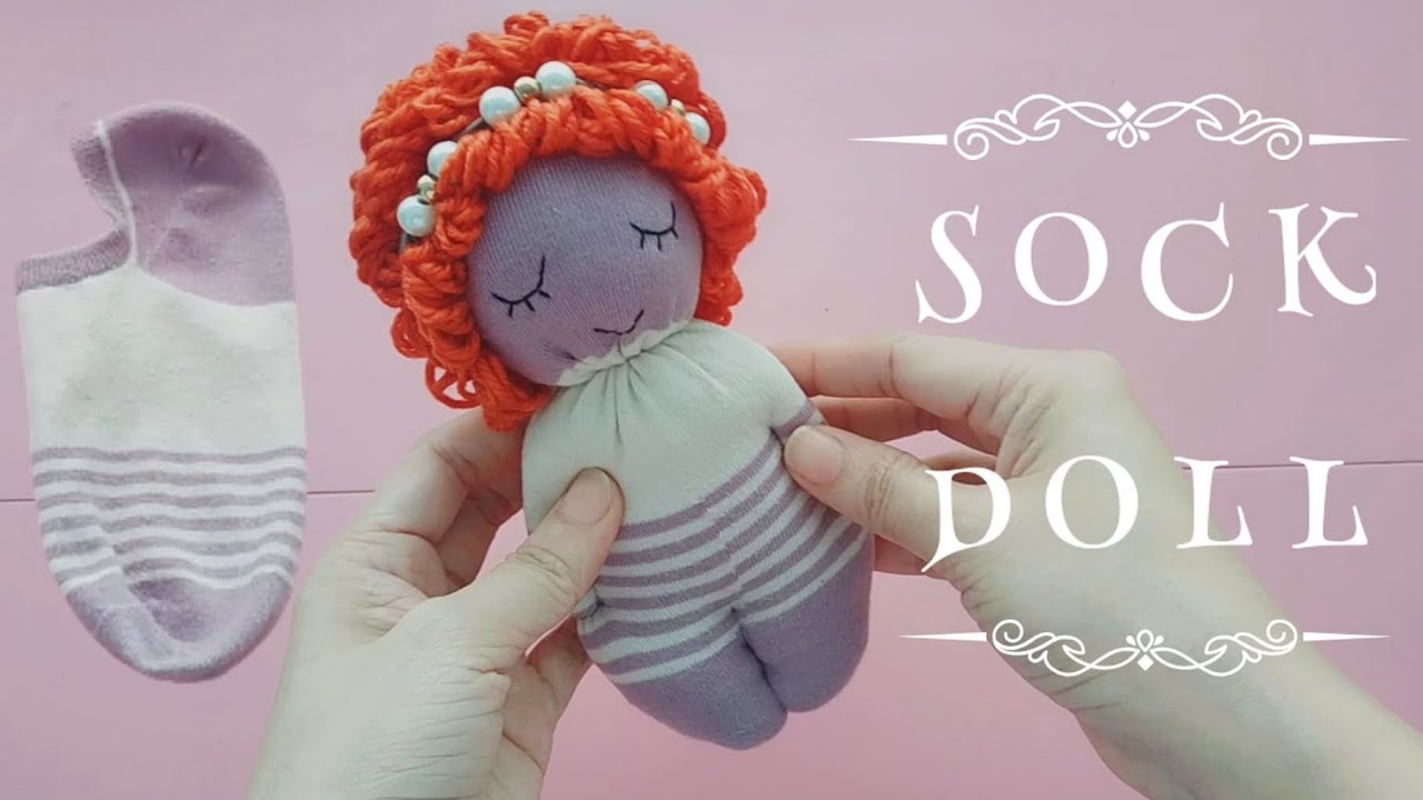 SOCK DOLL || DIY || HOW TO MAKE A SOCK DOLL || THICK CURLY HAIR DOLL