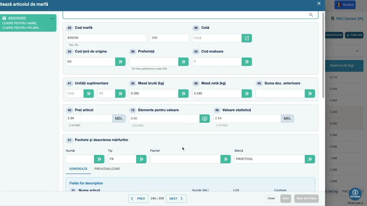 Declar AI: &Icirc;ncărcare XLS prin Mapping &mdash; completare automată și grupare poziții.