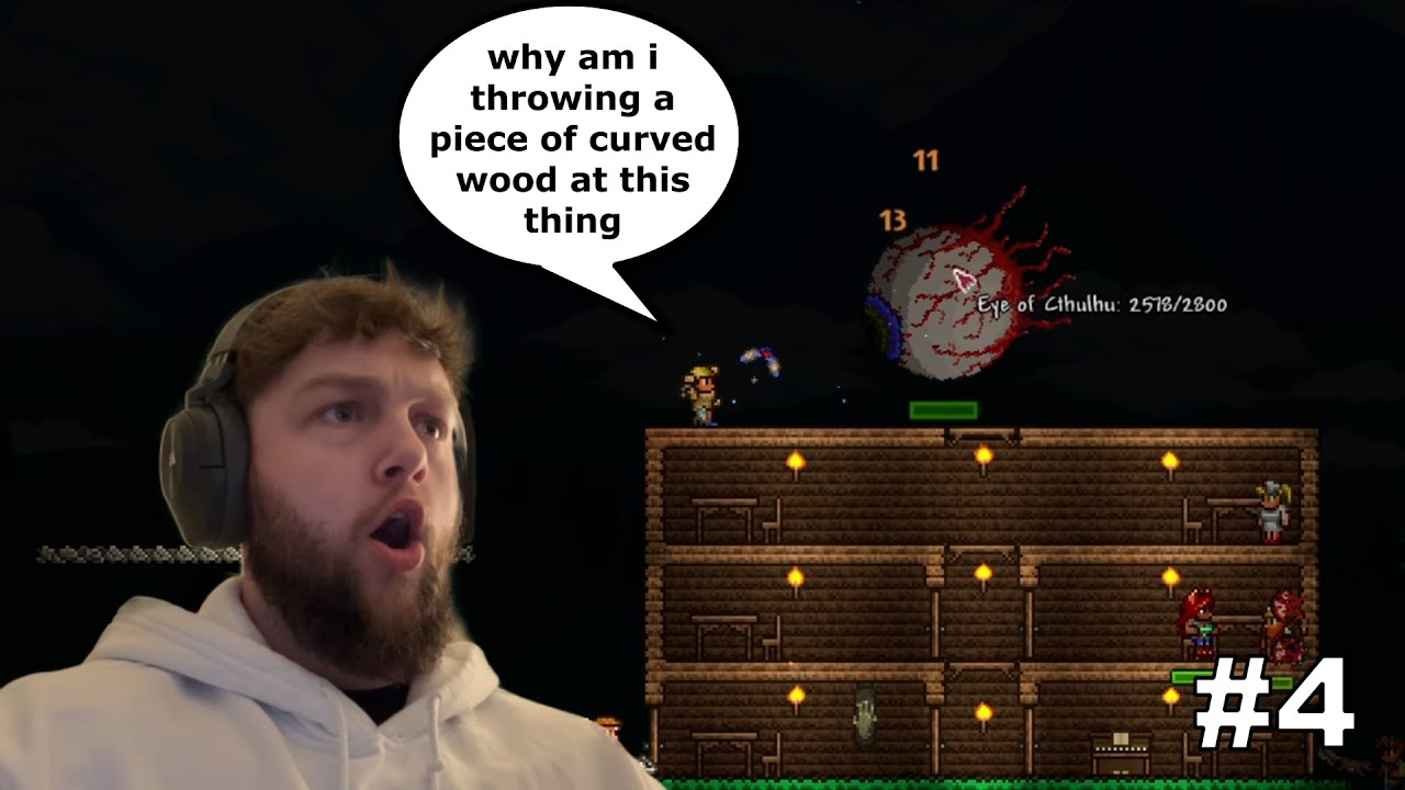I found the FIRST BOSS!! | Terraria - Episode 4